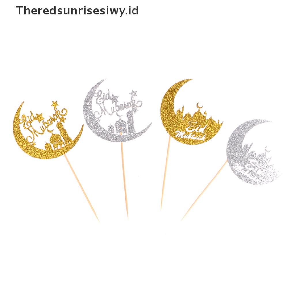 # Baju Lebaran # Hiasan Kue Akrilik Eid Mubarak Castle Moon CupCake Topper Dekorasi DIY~