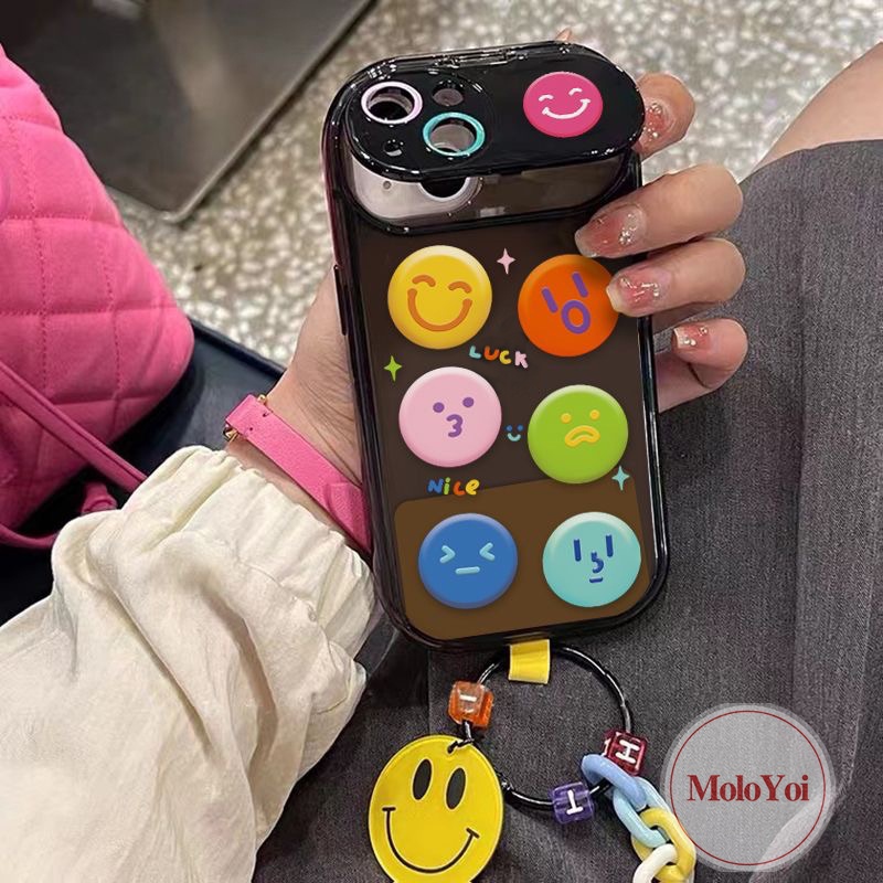 Lovely Smile Flip Make Up Mirror Case Kompatibel Untuk IPhone 7Plus 8Plus 13 11 14 12 Pro MAX XR 7 8 14 Plus X XS MAX SE 2020 Soft Case Tahan Guncangan