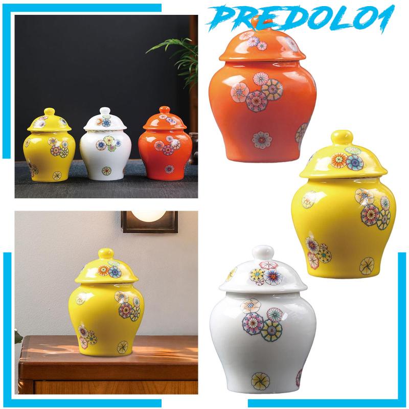 [Predolo1] Vas Guci Porcelain Dengan Tutup Handmade Untuk Ruang Makan Rumah Aksen Potongan