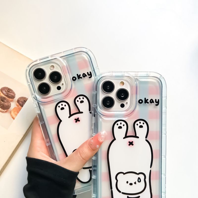 Soft Phone Case Kompatibel Untuk IPhone Casing Lucu14 13 11 12 Pro XS Max X XR 7 8 Plus Transparan TPU Silikon Shockproof Cover