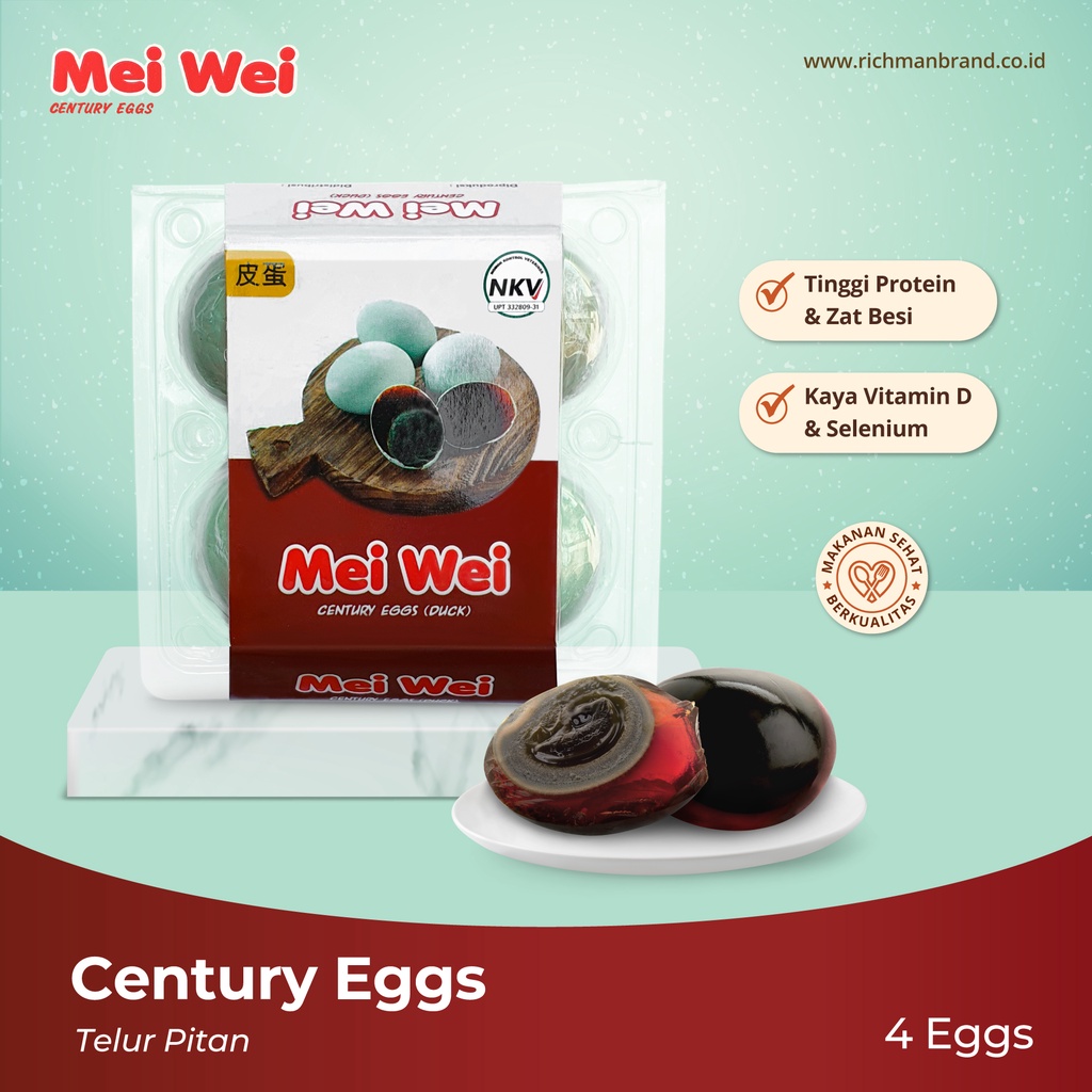 

Mei Wei Century Eggs (Telur Pitan) 4 pcs