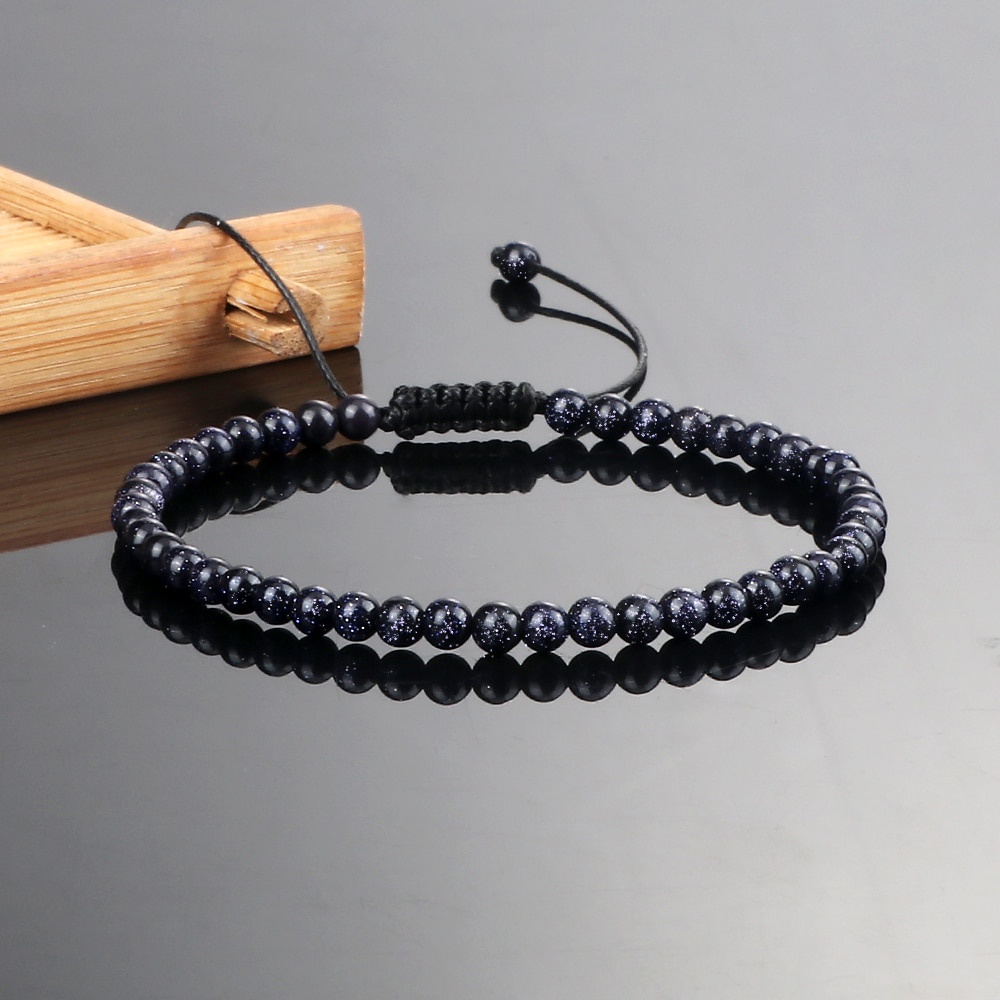 Gelang Tarik Ulur Blue Sandstone Beads Bracelets