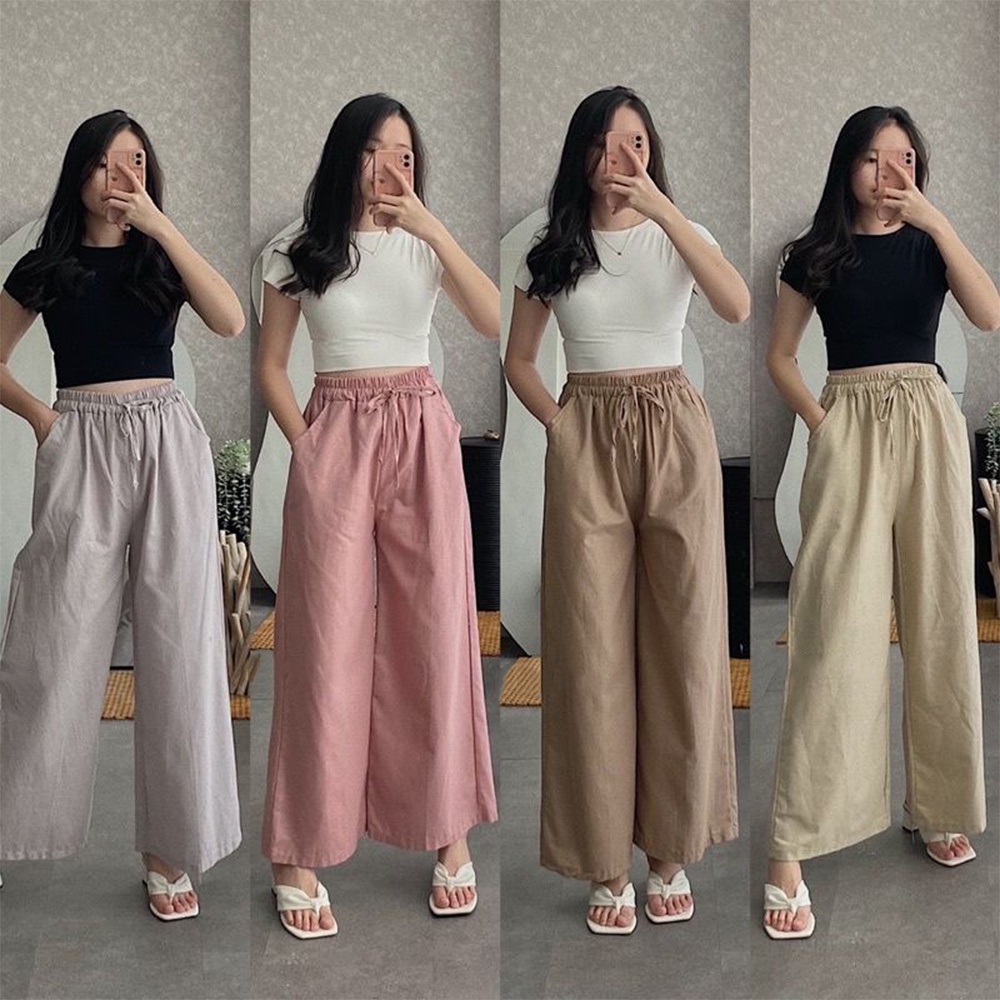 CELANA KULOT  LINEN HIGHWAIST LOOSE PANTS