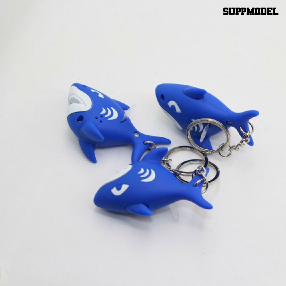 [SM] Hiu Animal Pendant Lampu LED Suara Mini Torch Gantungan Kunci Tempat Kunci Tas Ornamen