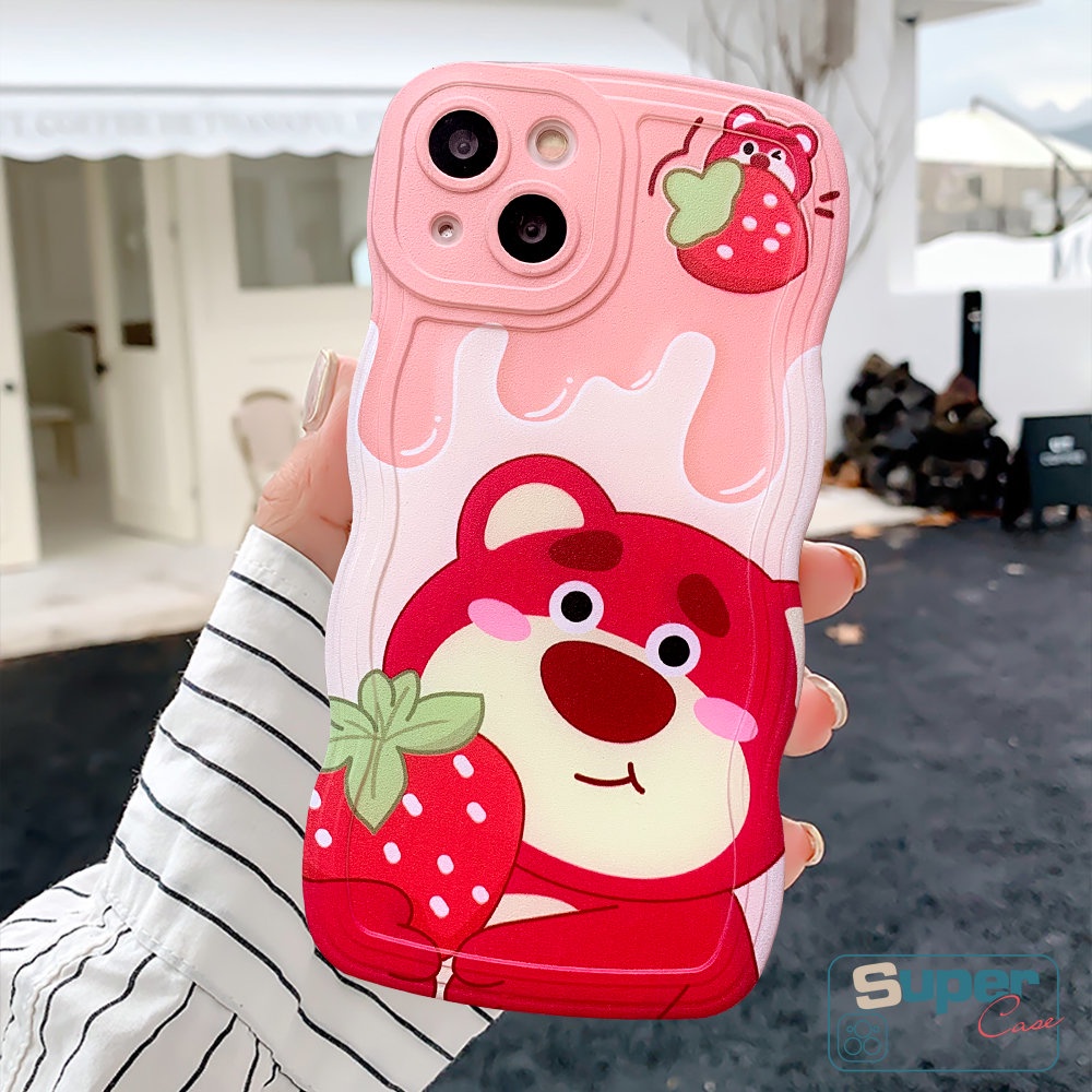 Casing Ponsel Tepi Bergelombang Kompatibel Untuk iPhone 7plus 8plus 11 14 13 12 Pro Max 14 6 6s 8 7 Plus XR X XS Max SE 2020 Kartun Strawberry Beruang Lotos Winnie the Pooh Lembut Tpu Pasangan Cover
