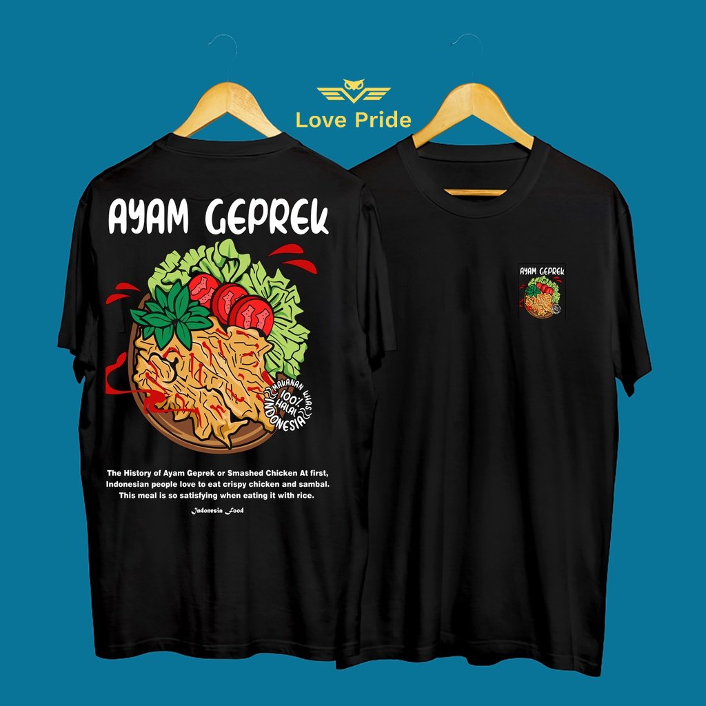 Kaos Tshirt Baju Distro Ayam Geprek Kuliner Makanan Indonesia Premium Terbaru
