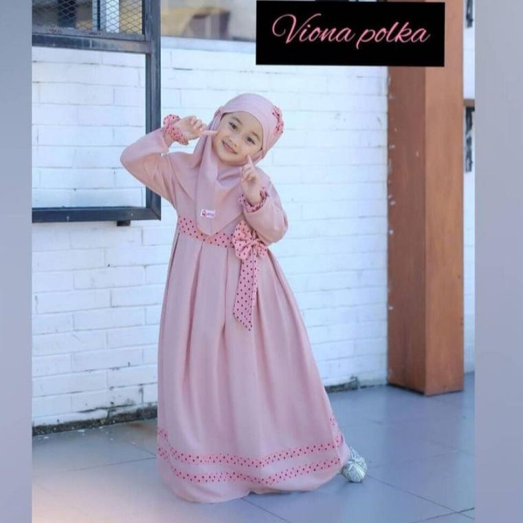 TERPERCAYA Gamis anak Vios kids ( free jilbab ) baju muslim gamis SYAR'I anak usia 2-7 tahun ( 3 siz