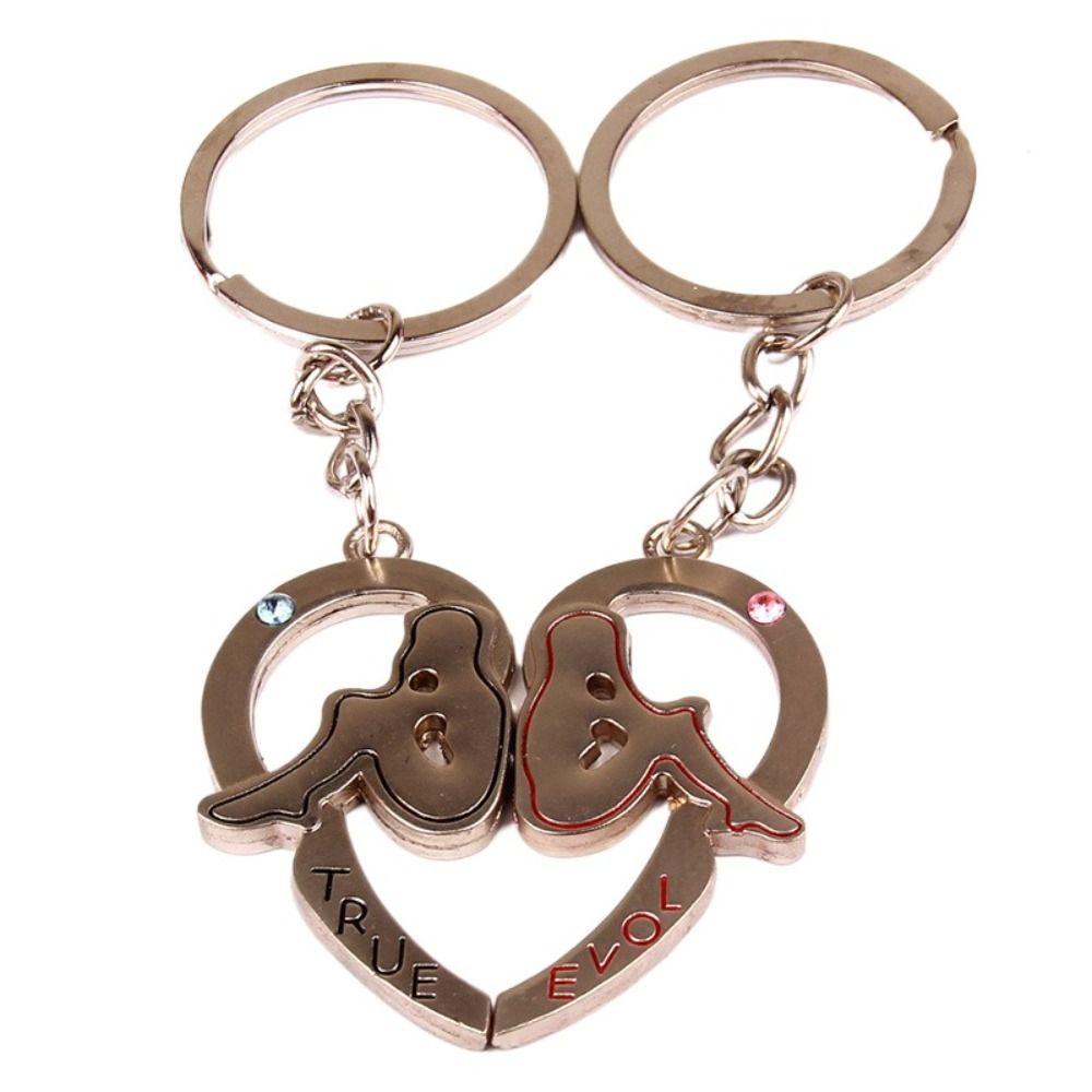[Elegan] Gantungan Kunci Couple 1pasang Kualitas Tinggi Pecinta Perhiasan Souvenir Dekorasi Love Key Chain