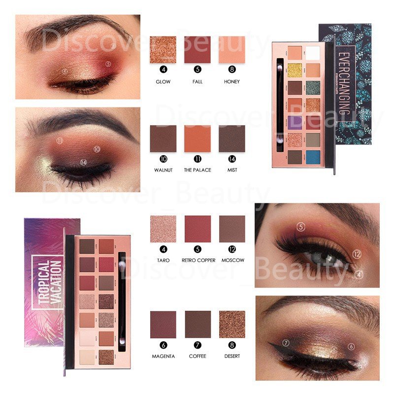 FOCALLURE EVERCHANGING / TROPICAL VACATION Eyeshadow Palette With Brush- 14 Colors