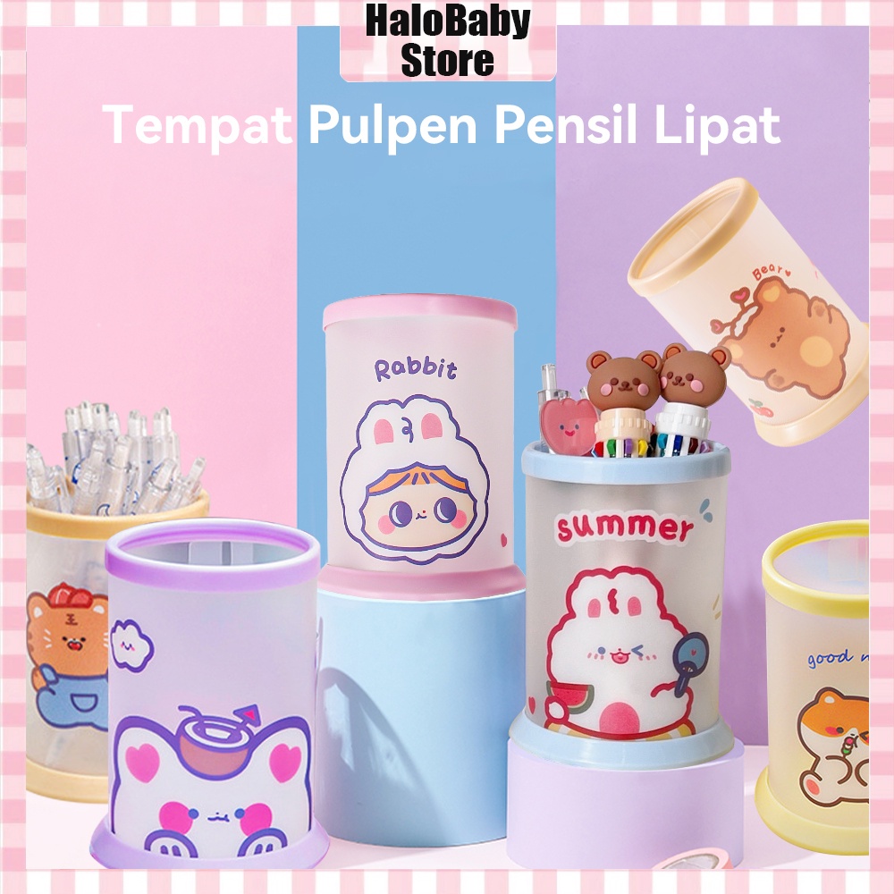 Halobaby Tempat Pen Plastik Lipat /Desk Organizer Kotak Pensil Pen Stand/Pen Holder Tempat Penyimpanan