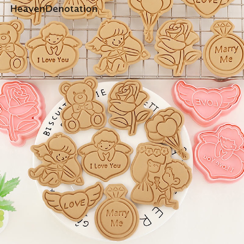 [HeavenDenotation] 8pcs 3D Kartun Cookie Cutters Valenes Day Biscuit Mold DIY Fondant Decorag Untuk Ulang Tahun Pesta Pernikahan Natal Cookies HDV