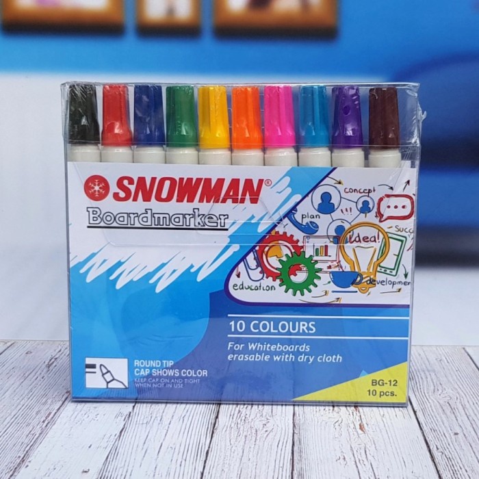 

BISA COD Snowman Spidol Papan Tulis Whiteboard Color Boardmarker SET 10 PCS