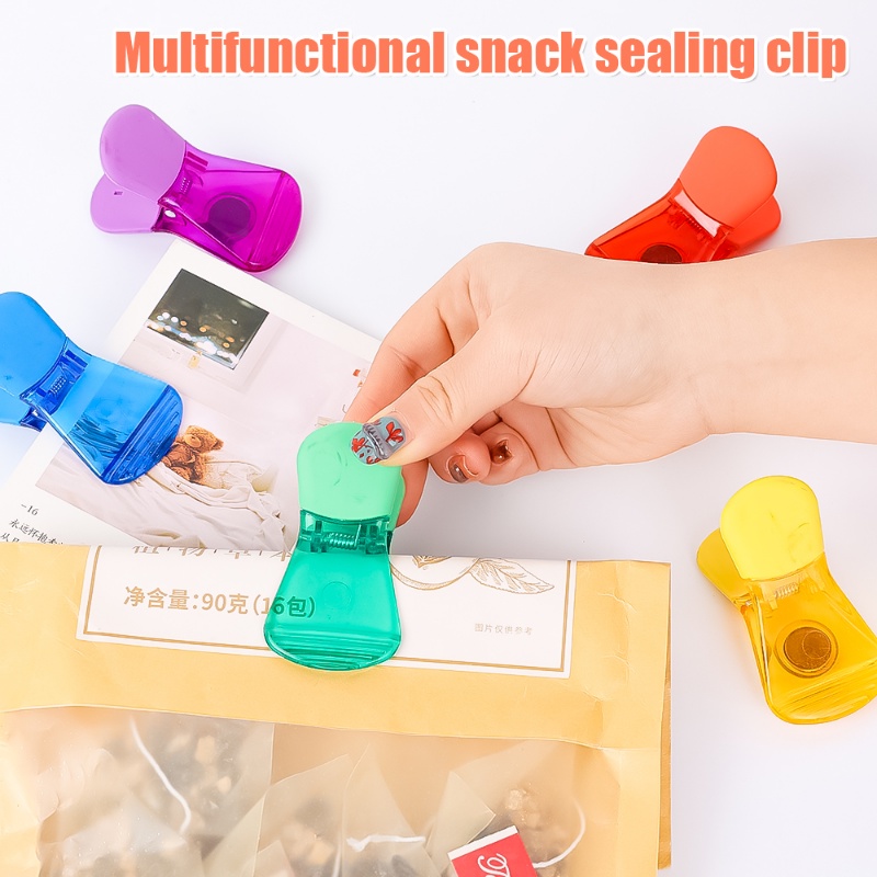 Klip Sealing Tape Magnetik Kulkas Portabel Dokumen Kantor Tagihan Foto Folder Kreatif Warna Transparan Akrilik Klip Sealer Snack Sealing Penyimpanan Makanan Klip