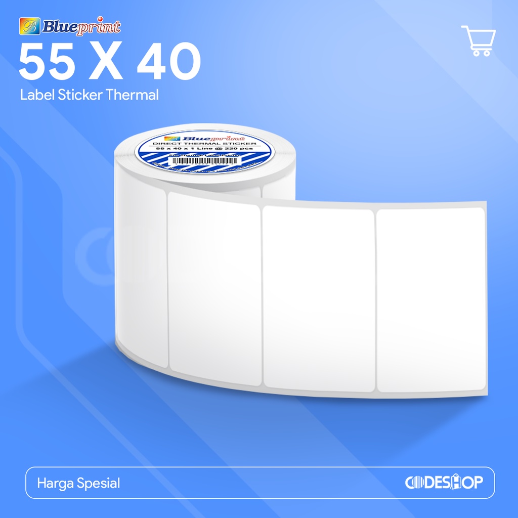 

Stiker Thermal 55x40 Sticker Label Blueprint 55 x 40
