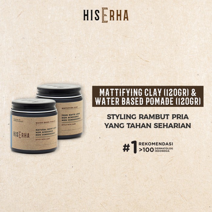 Care Bundle His Erha Mattifying Clay + His Erha Waterbased - Pomade Rambut