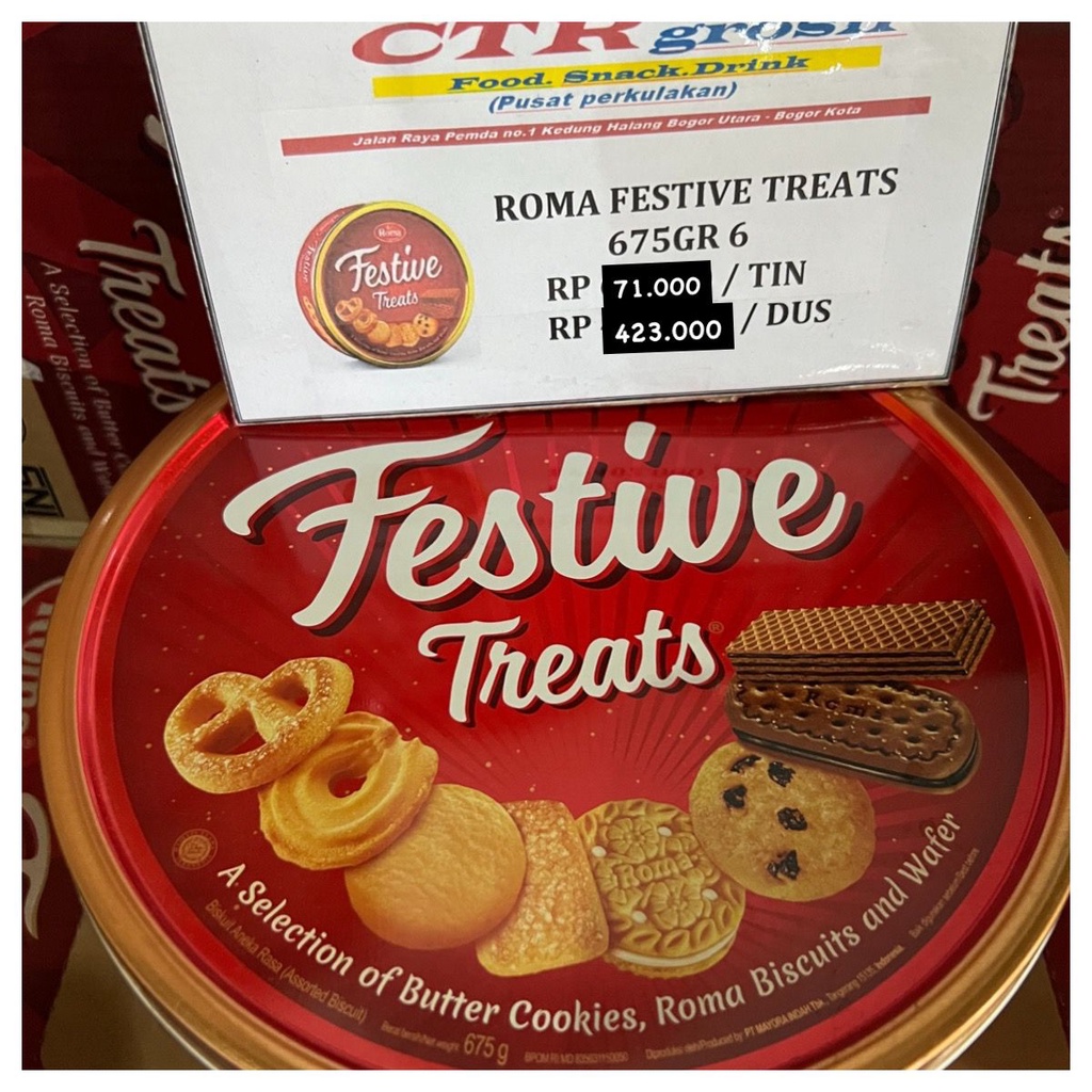 

Roma Festive treats buttercookies kaleng 675gr