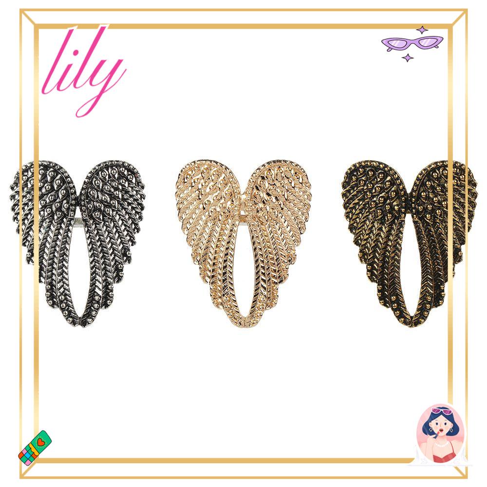 Lily Angel Wings Cincin Pesta Pernikahan Aksesoris Fashion Single Wanita Pria Hip Hop Besar Bentuk Hati Wings