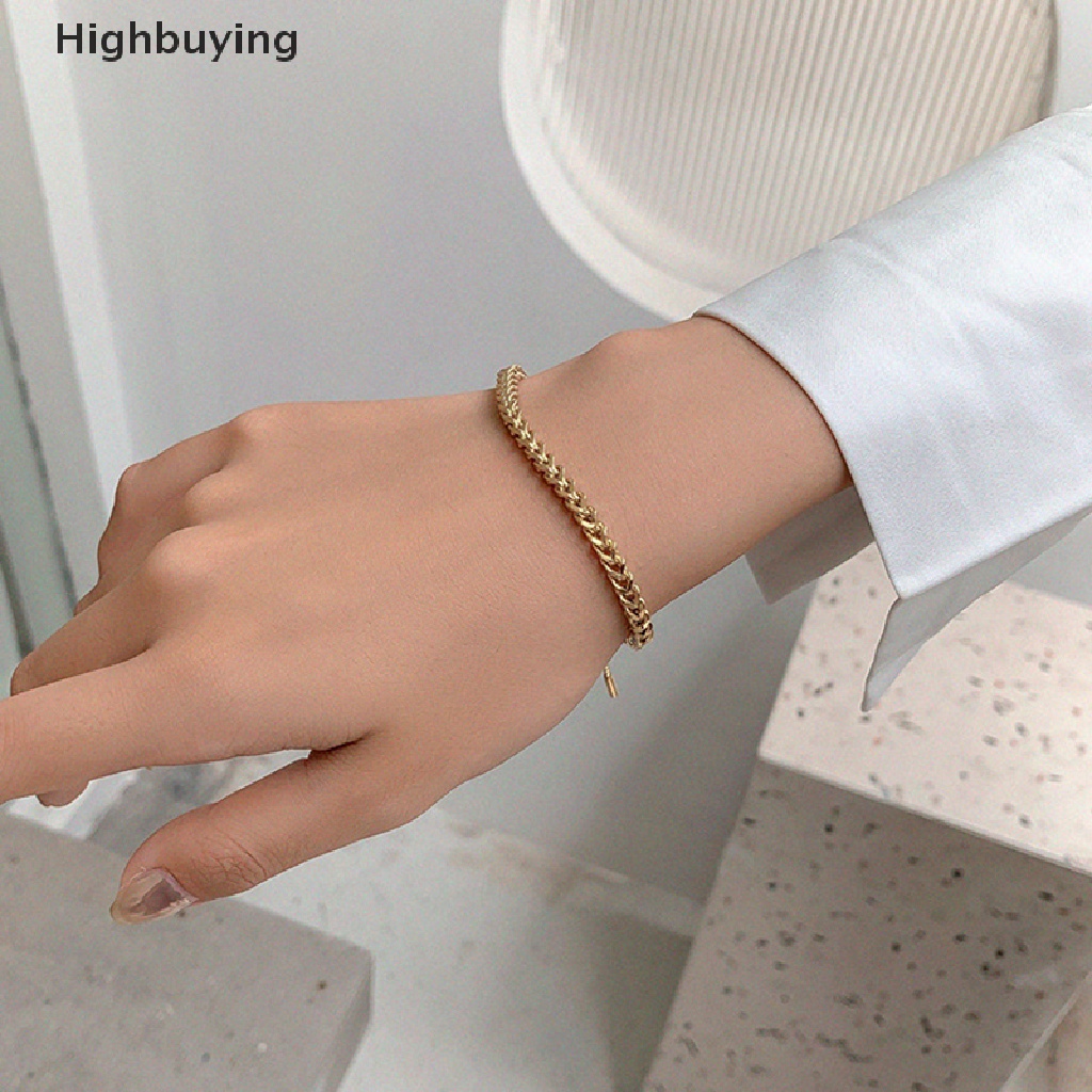 Hbid Fashion Gelang Rantai Kaitan Baja Titanium Trendi Warna Emas Logam Menenun Hip Hop Adjustable Bracelets Perhiasan Aksesoris Glory