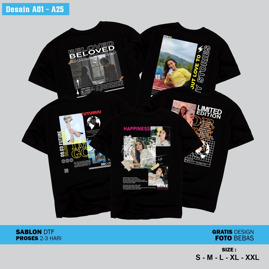 KAOS CUSTOM FOTO STREETWEAR DEPAN &amp; BELAKANG UKURAN A3 ( BESAR ) | BISA REQUES FOTO SENDIRI - SAHABAT - PACAR - DLL | SABLON CUSTOM FOTO SATUAN TERMURAH