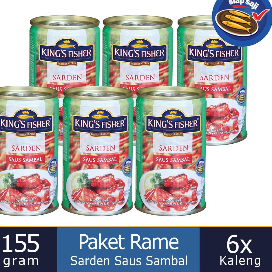 

◊ King's Fisher Paket 6 pcs Sarden mini saus sambal Makanan Kaleng 155 gr ➫