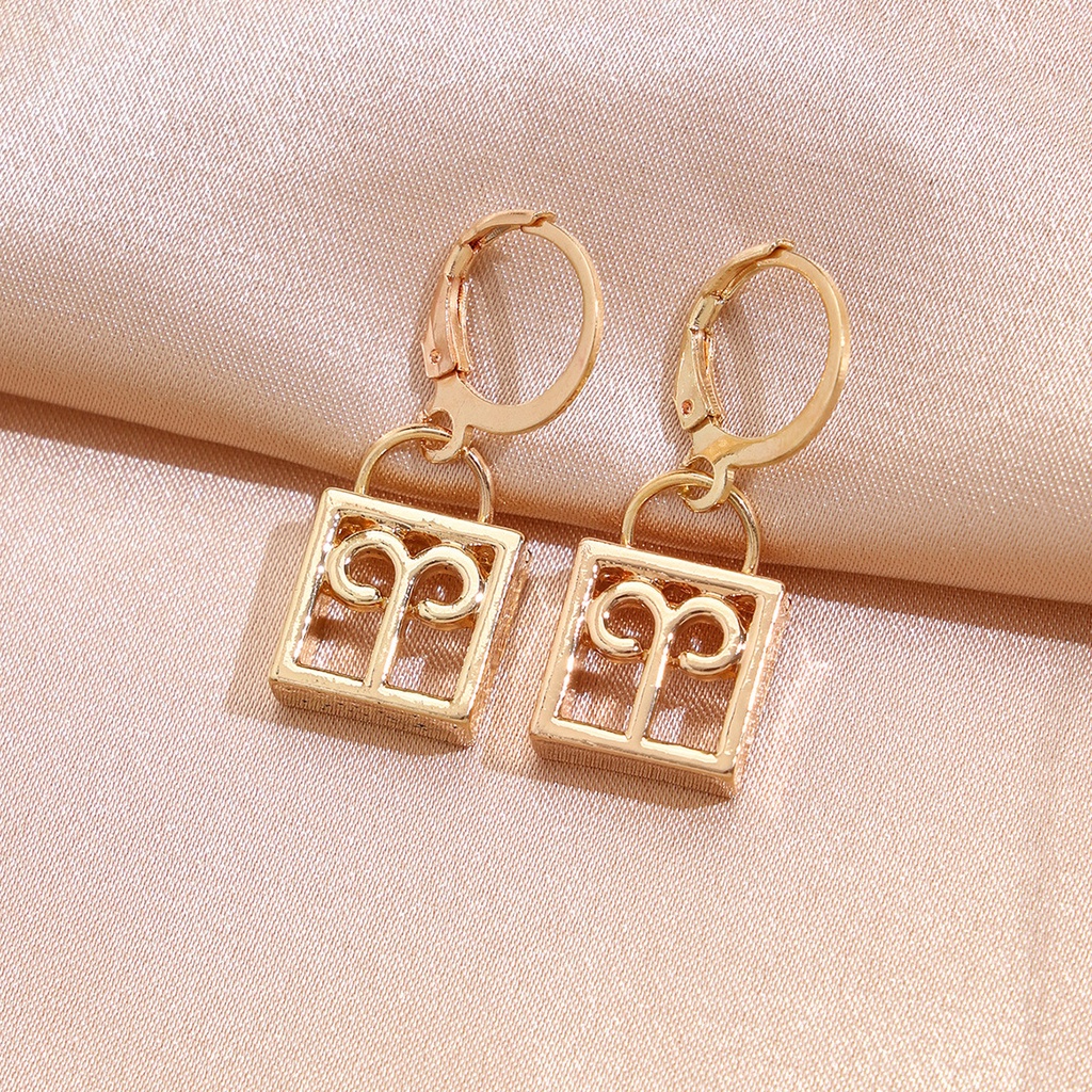 Anting Gantungan Kunci Sederhana Desain Yang Dipersonalisasi Dan Modis Dua Belas Anting Rasi Bintang Pisces Leo Aries Pendant Earrings