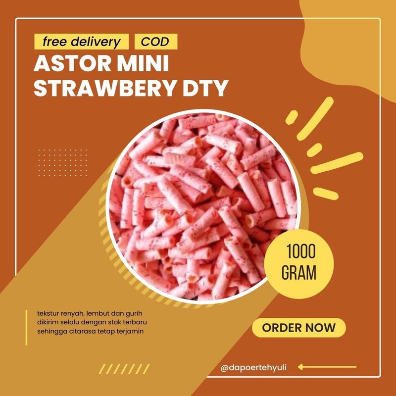 

Astor Mini Strawbery DTY | Snack Kiloan | Snack Cemilan - 1000 gram