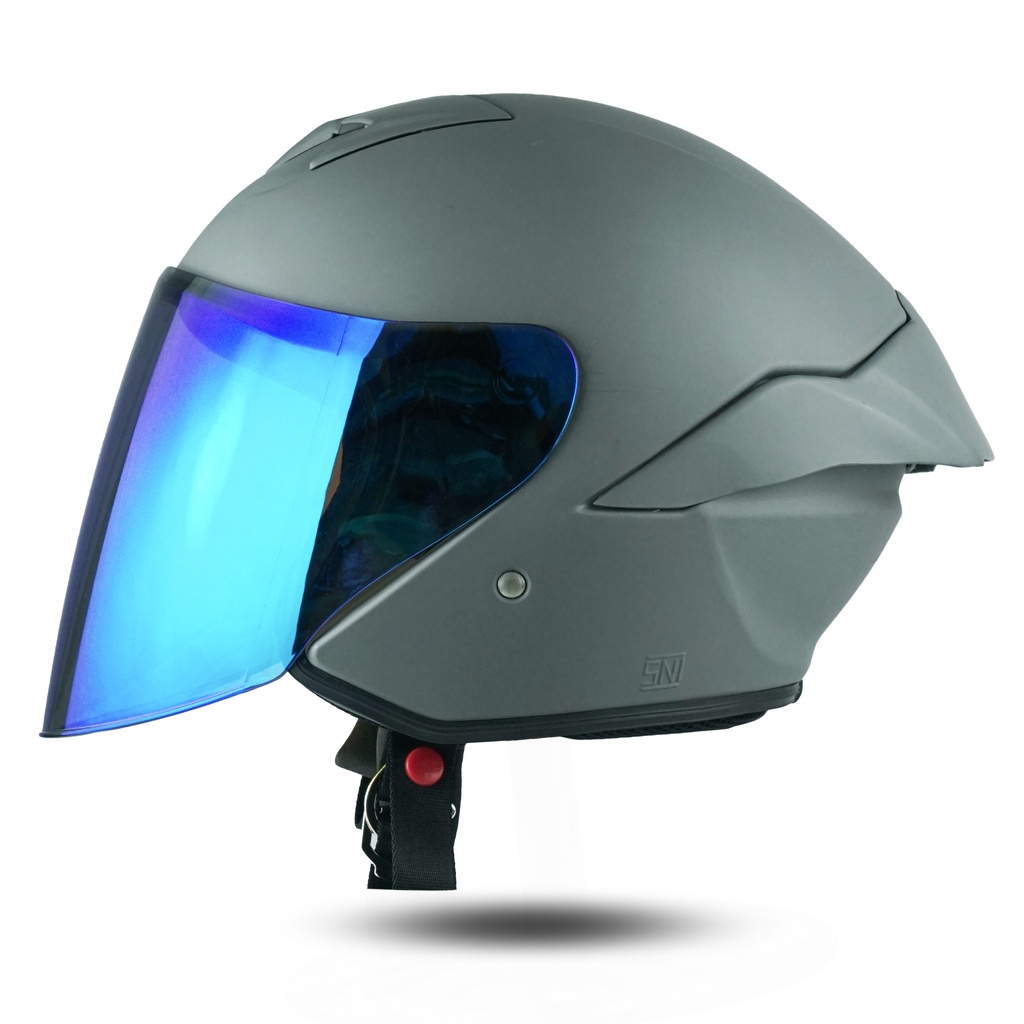 Helm JS1 Series Solid Premium Visor Blue  SNI Terbaru