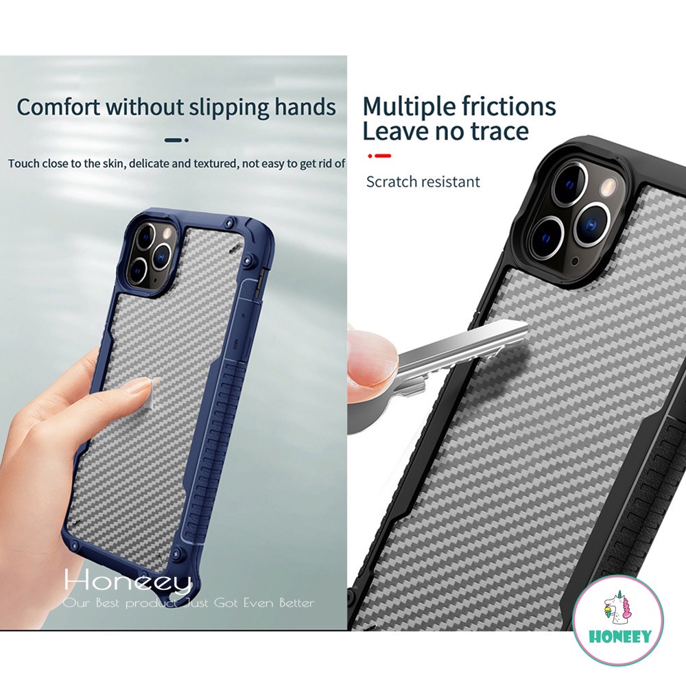 Armor Shockproof Bumper Lanyard Phone Case compatible for IPhone 13 12 11 Pro Max 7 Plus Carbon Fibre Texture Anti-Shock Soft TPU Case