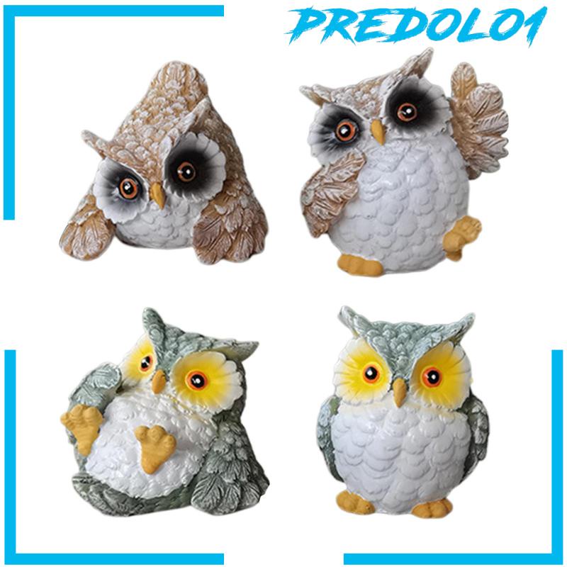 [Predolo1] 4pcs Patung Burung Hantu Resin Patung Hias Realistis Untuk Ornamen Rumah