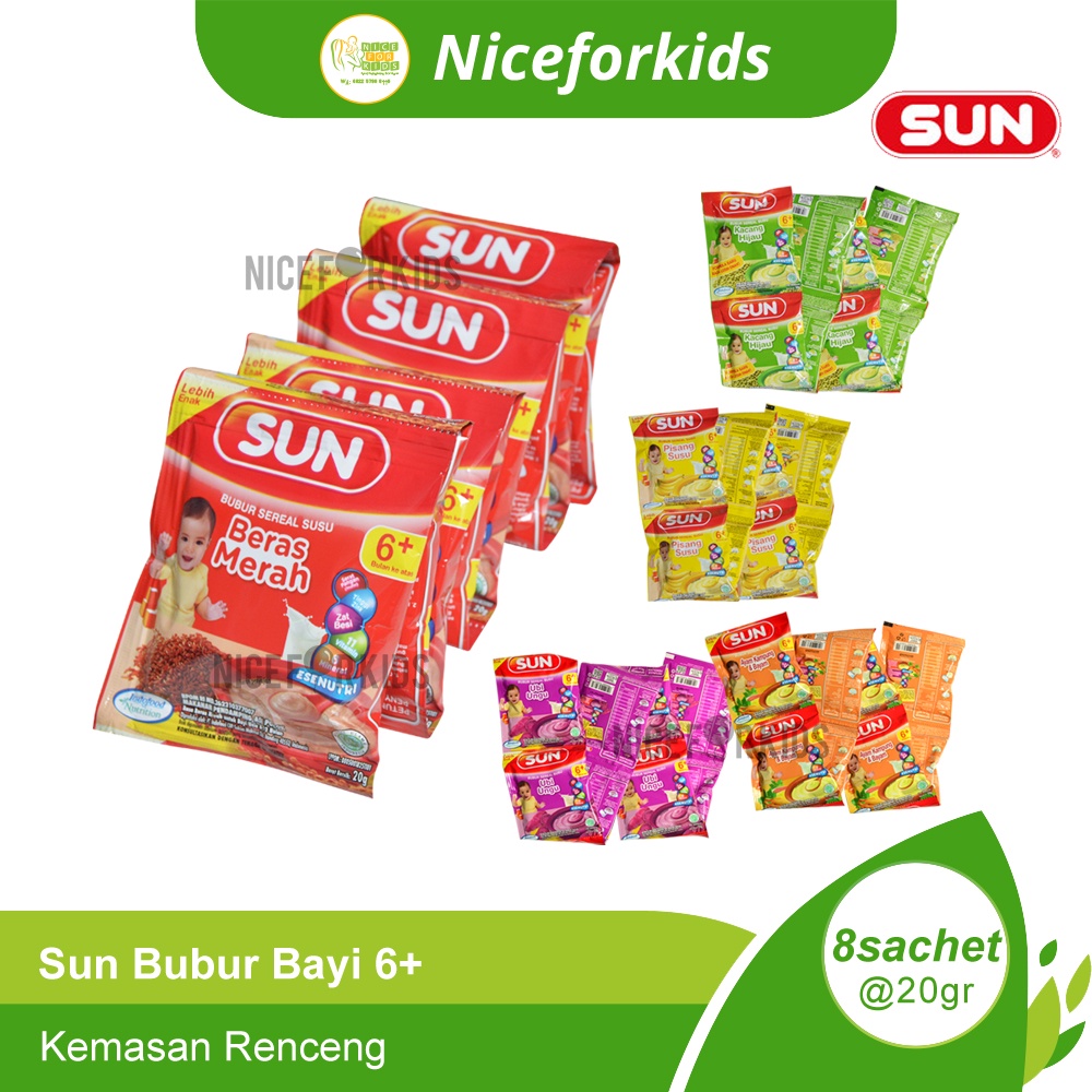 Bubur Sun Renceng 6+ Kemasan sachet 8 x 20 gram Aneka Rasa