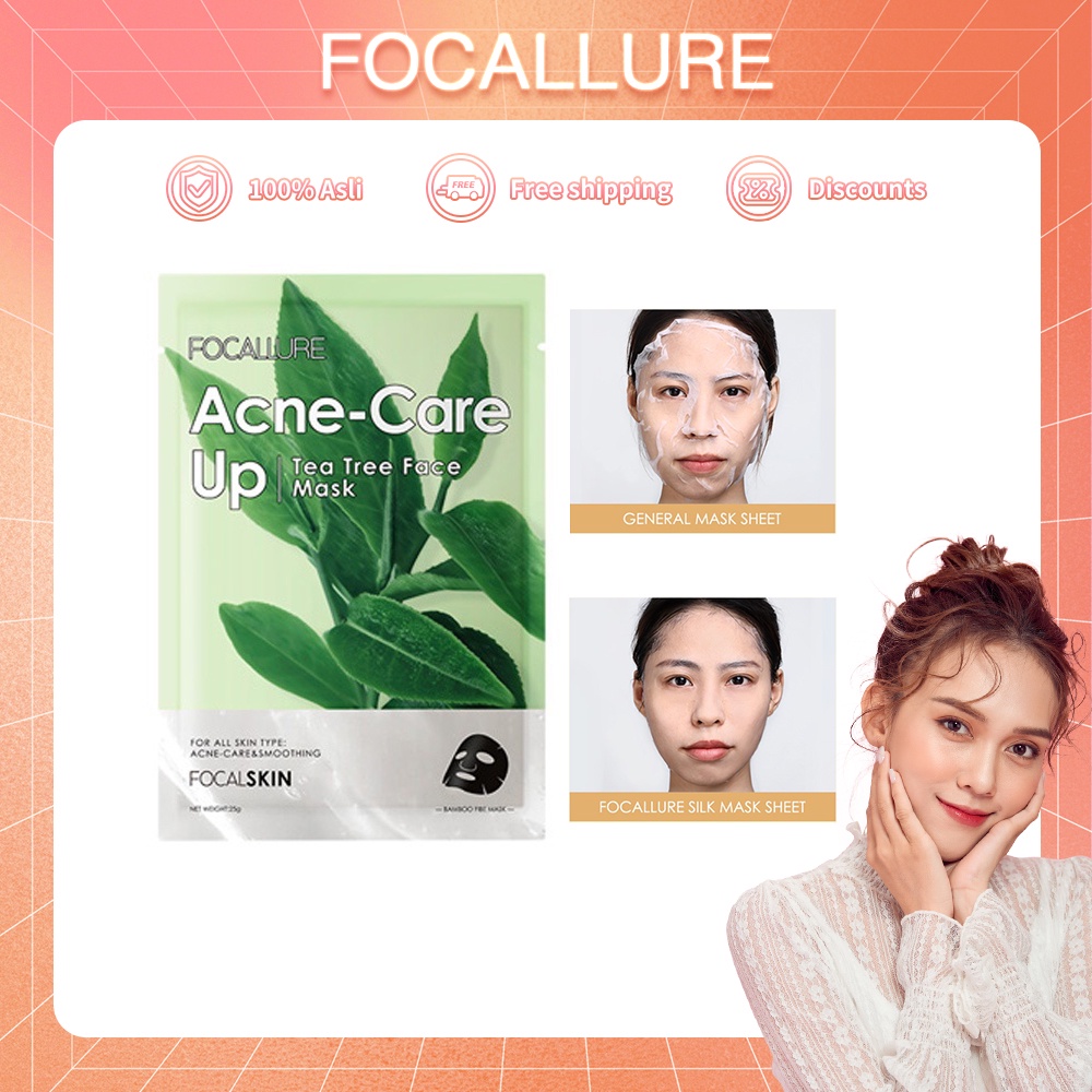 Focallure Masker Wajah Vitamin C Face Mask Brighten Up/ Acne-Care Mask-Energy Sheet Mask Facial Sheet Skin Care Masker W