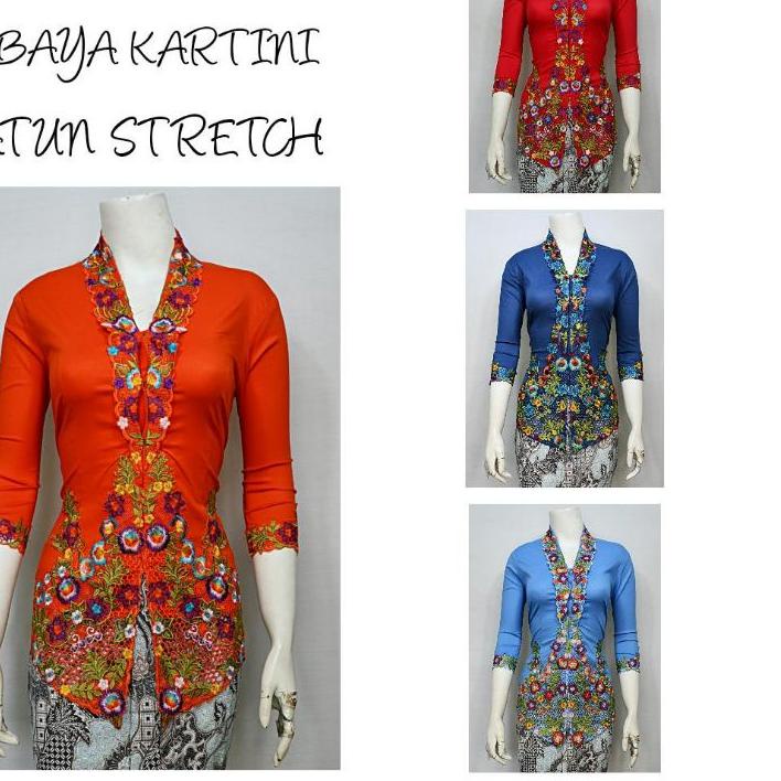 ✭ Indah KEBAYA KARTINI MODERN LENGAN 7/8 BORDIR SENADA KATUN STRETCH KEBAYA WISUDA KEBAYA KATUN KEBA