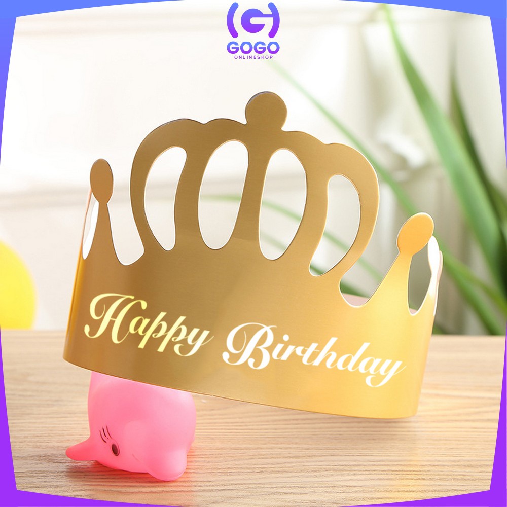 GOGO-C790 Topi Anak Ulang Tahun Kertas Bentuk Mahkota / Crown Happy Birthday Party Hat Topi Kertas HBD Dekorasi Pesta
