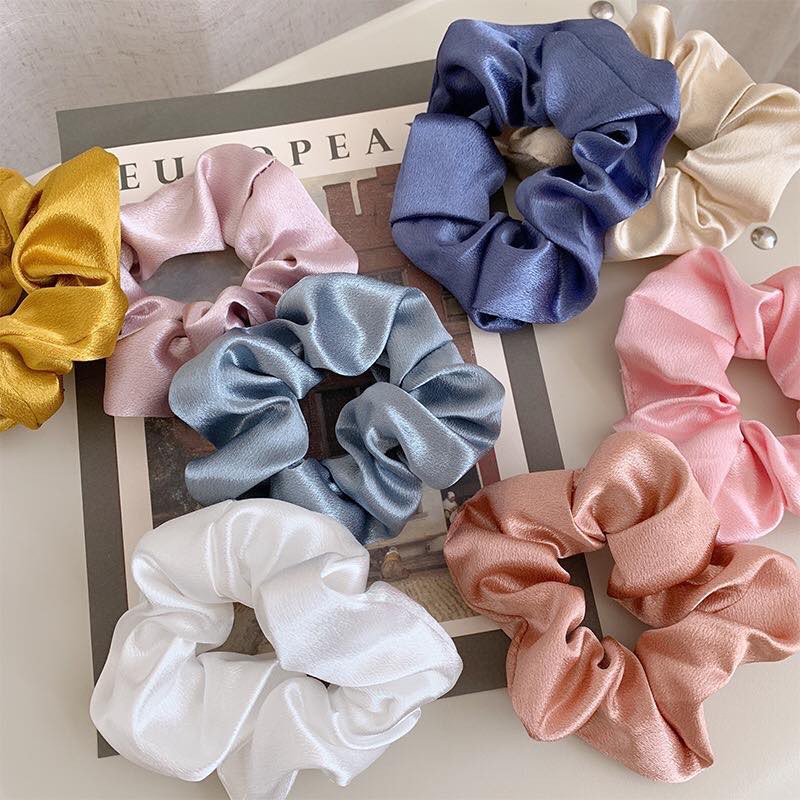 SCRUNCHIE SATIN silk ikat rambut wanita Scrunchie Karet Rambut Korea