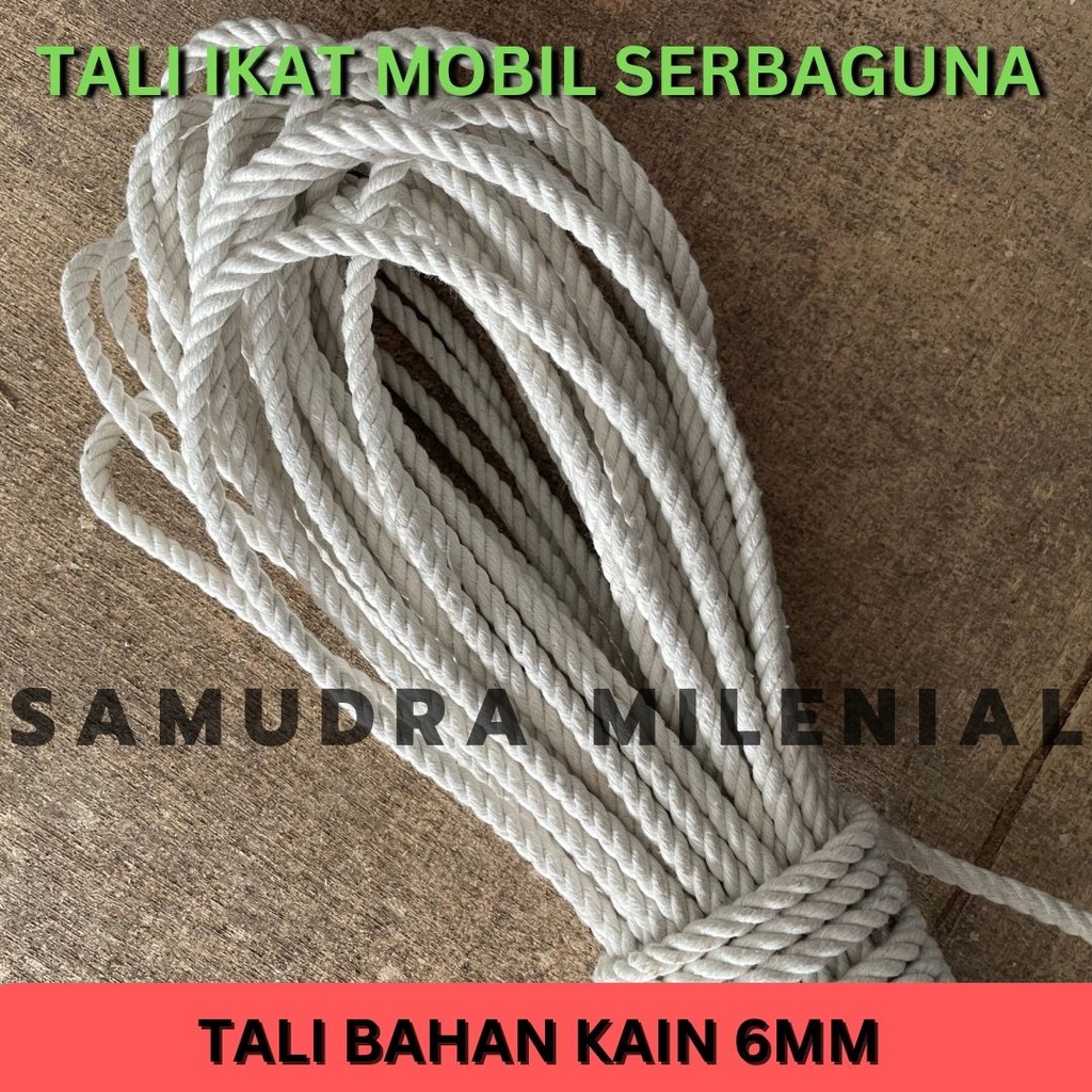 TALI TAMBANG BAHAN KAIN 6MM/ TALI IKAT MOBIL TRUK / TALI LOSBAK / TALI TERPAL MOBIL / TALI IKAT BARA