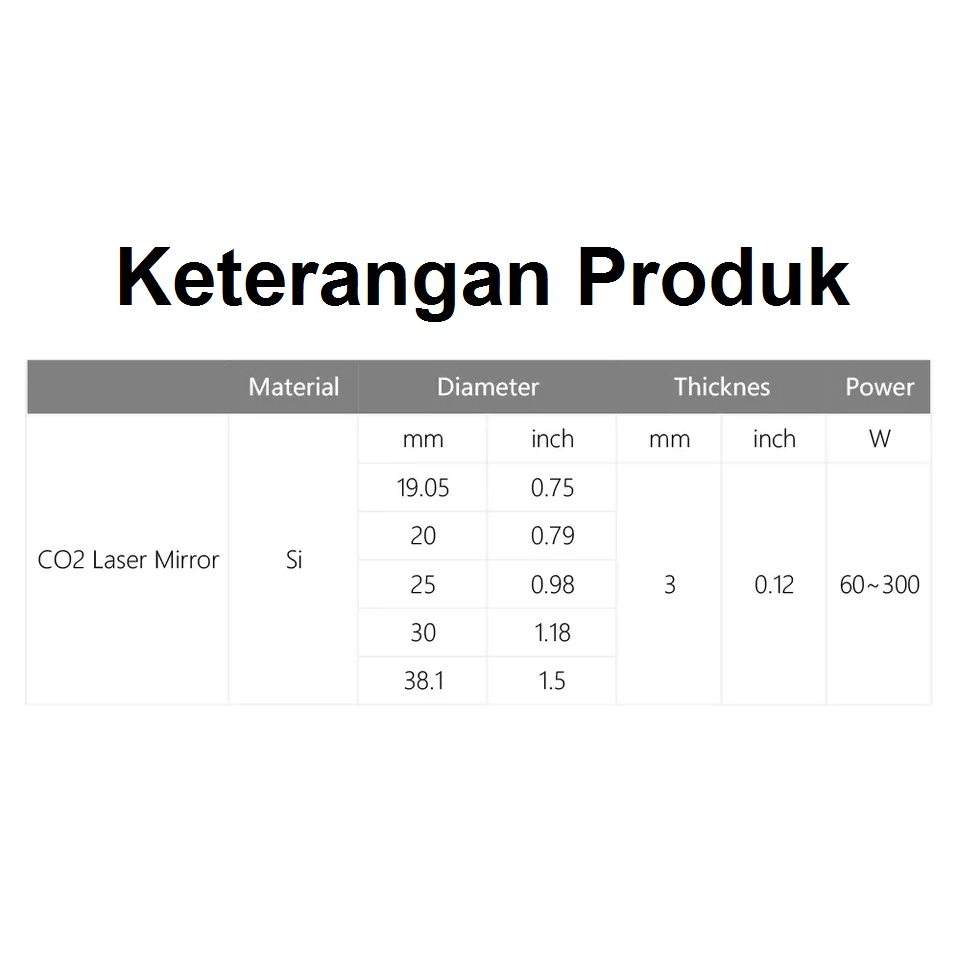 [HAEBOT] Cloudray Mirror Laser CO2 Si Cermin Reflektor Pemantul T3mm CNC Cutting Akrilik Ketebalan 3mm Gold Emas Reflective Lens