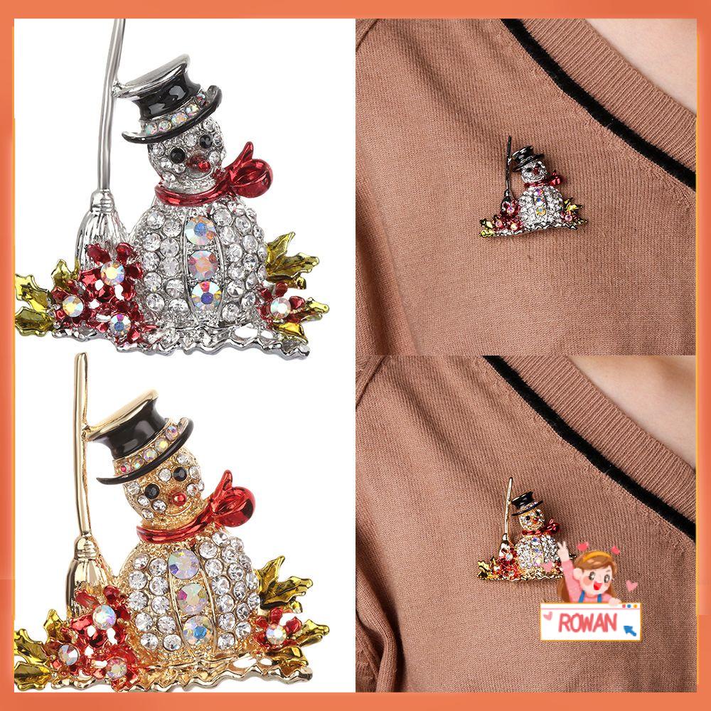 R-flower Snowman Bros Hadiah Natal Lucu Kancing Berlian Imitasi