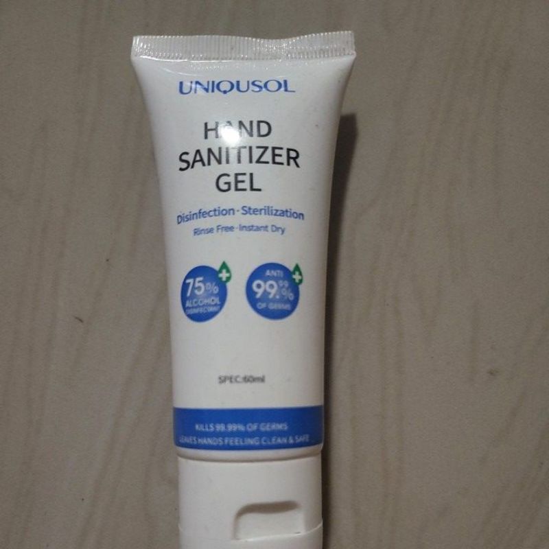 HAND SANITIZER GEL UNIQUSOL 60ML DESINFEKTAN DESINFECTION STERIL STRERILLIZATION INSTAN DRY 75% ALKOHOL 99% ANTI KUMAN CLEAN SAFE CORONA JAUH