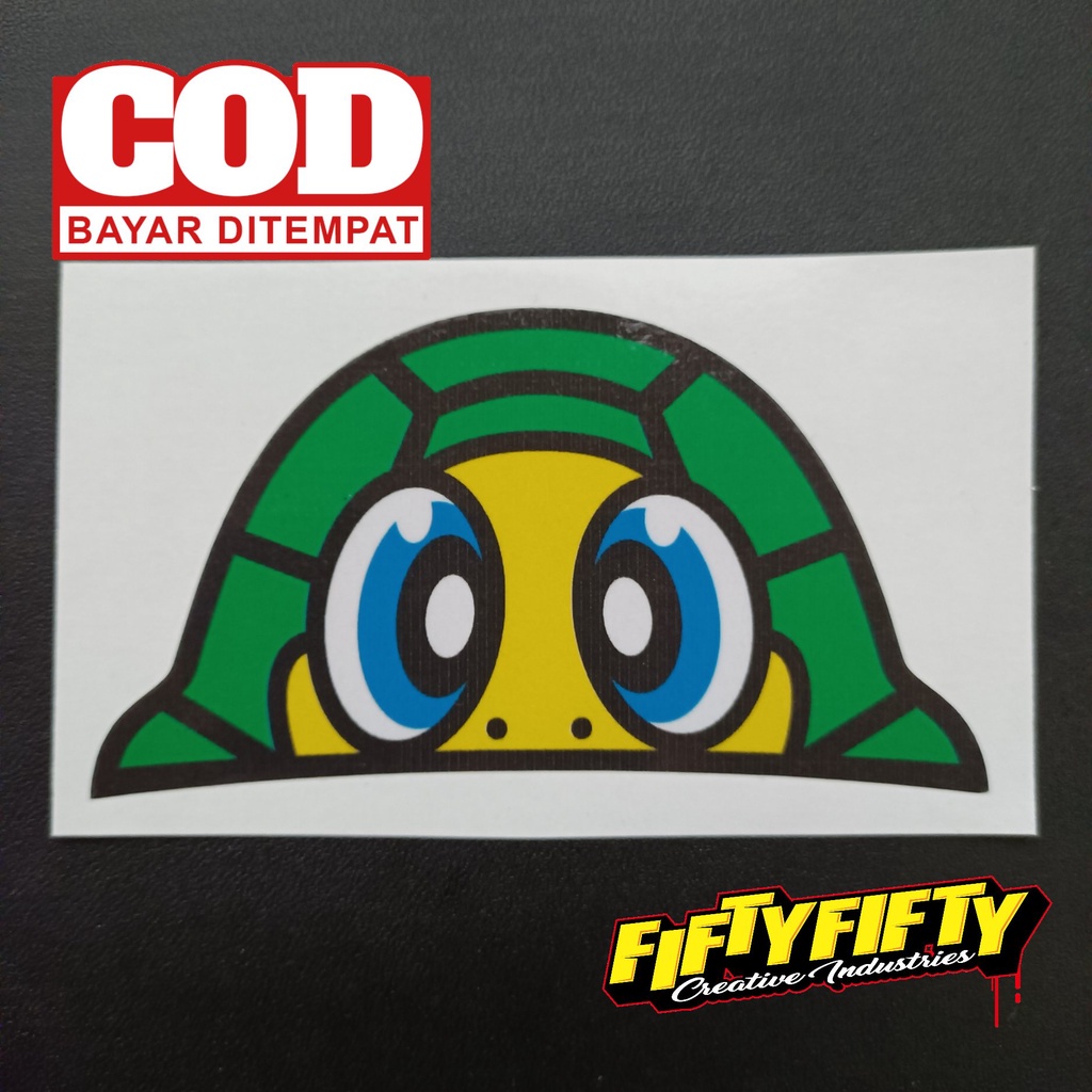 Stiker Print Cut TURTLE VR Stiker Printing Laminasi Glossy Stiker Motor Mobil Helm Sudah Membentuk Pola Desain