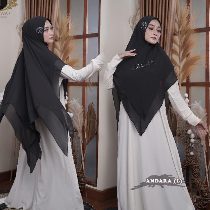 Stok Baru Kerudung/khimar/hijab “ANDARA STANDAR” Lancip BINTANG 2 layer ORIGINAL THEWA ❀wgiღ