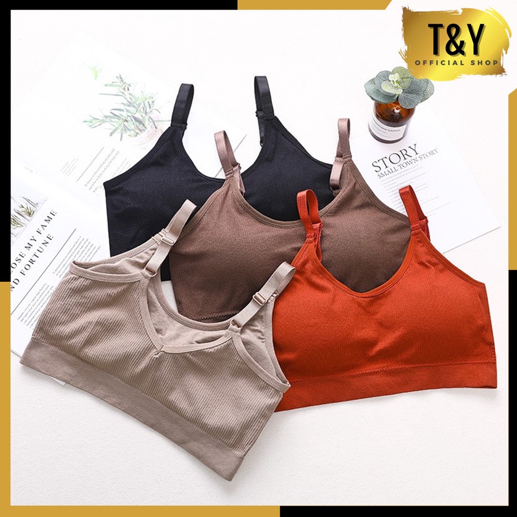 T&amp;Y Bra Wanita Rajut Tanpa Kawat 6715 Bra Model Seamless dengan Tali Strap dan Isi Busa Bergaya Sexy Bra Sport Nyaman Model Jepang Bh wanita