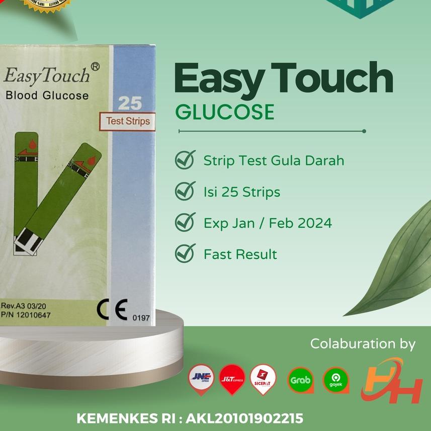 ➼ Easy Touch Strip Alat Cek dan Tes Gula Darah isi 25 Strips / EasyTouch Blood Glucose Test Strip ♖