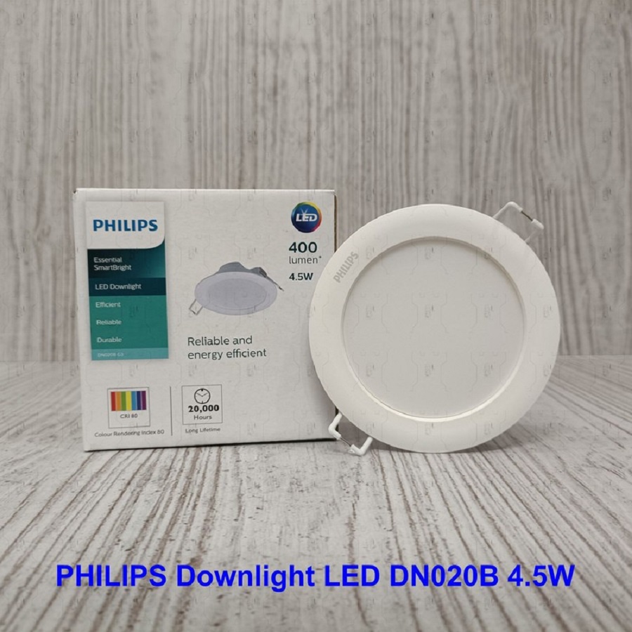 Lampu Led Panel Downlight Philips 4,5W 4,5 Watt DN020B G3 Inbow Bulat Cahaya Putih Lampu Led Hias