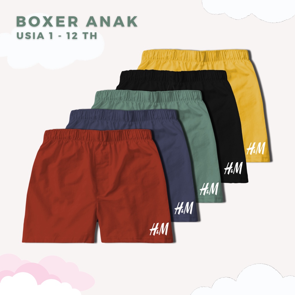 Boxer anak laki laki dan perempuan| Celana pendek anak-anak|  Pakaian dalam boxser umur 1 sd 12 tahun| Celana dalam kolor bokser bahan katun import untuk anak balita dan tanggung - BA01