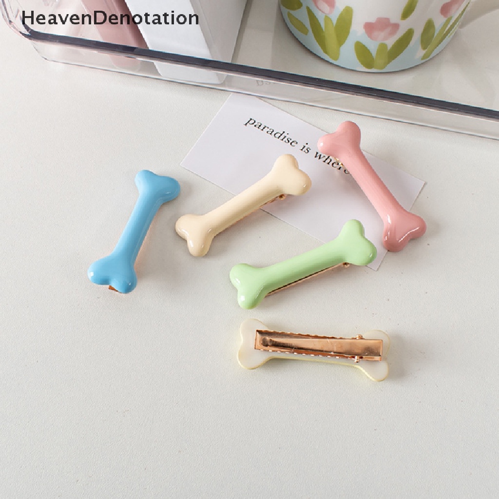 [HeavenDenotation] 2pcs Cream Tulang Rambut Klip Lolita Jepit Rambut Gadis Hati Duckbill Klip Hiasan Kepala HDV