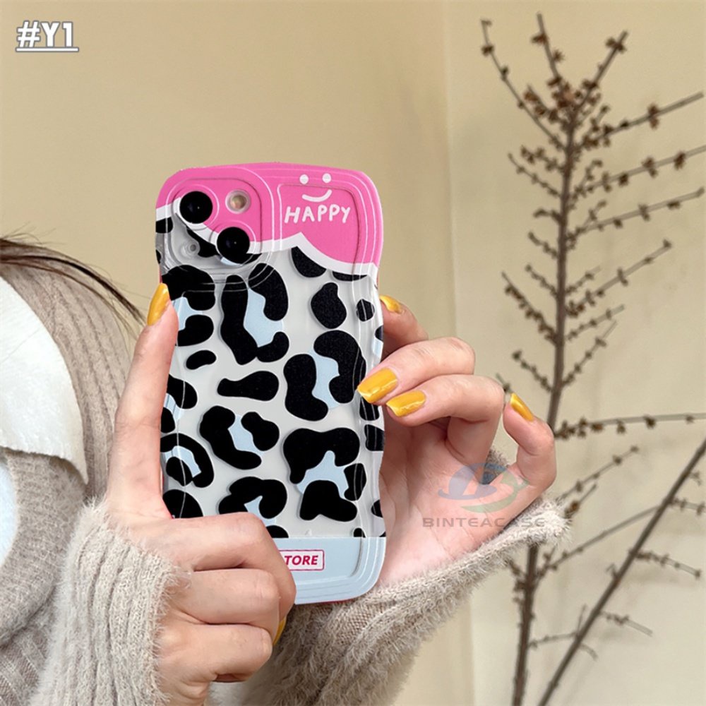 Redmi Note11 Pro Note11S 10C 10A 10 9C 9A 9T Note10 5G 10s Note9 Note8 Poco M5S X3 NFC M3 Redmi A1 Fashion Denim Patch Happy Motif Leopard Tepi Melengkung TPU Phone Case Binteacase