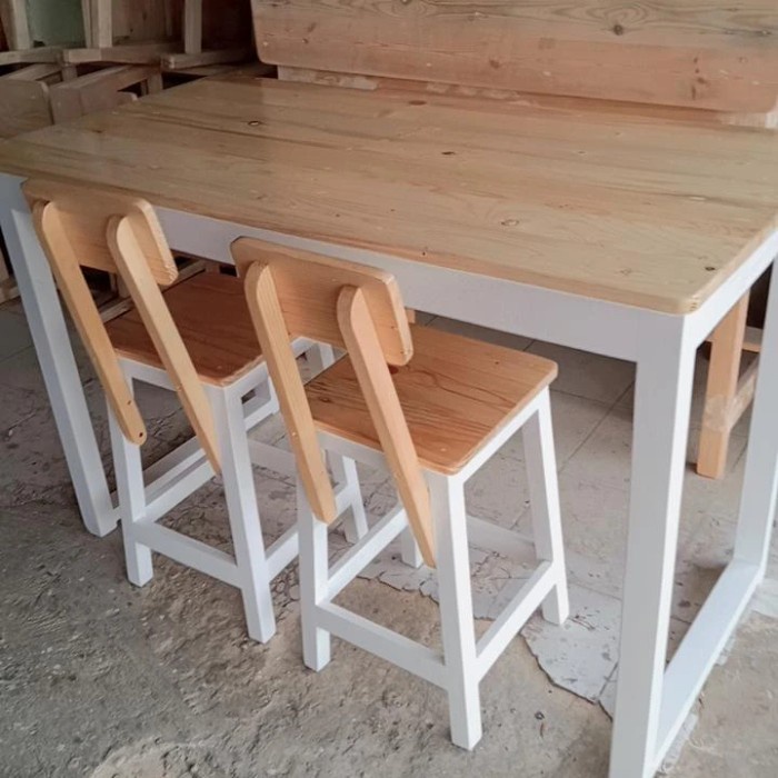 Terlaris Meja Makan Cafe Resto Set +2 Kursi Sender