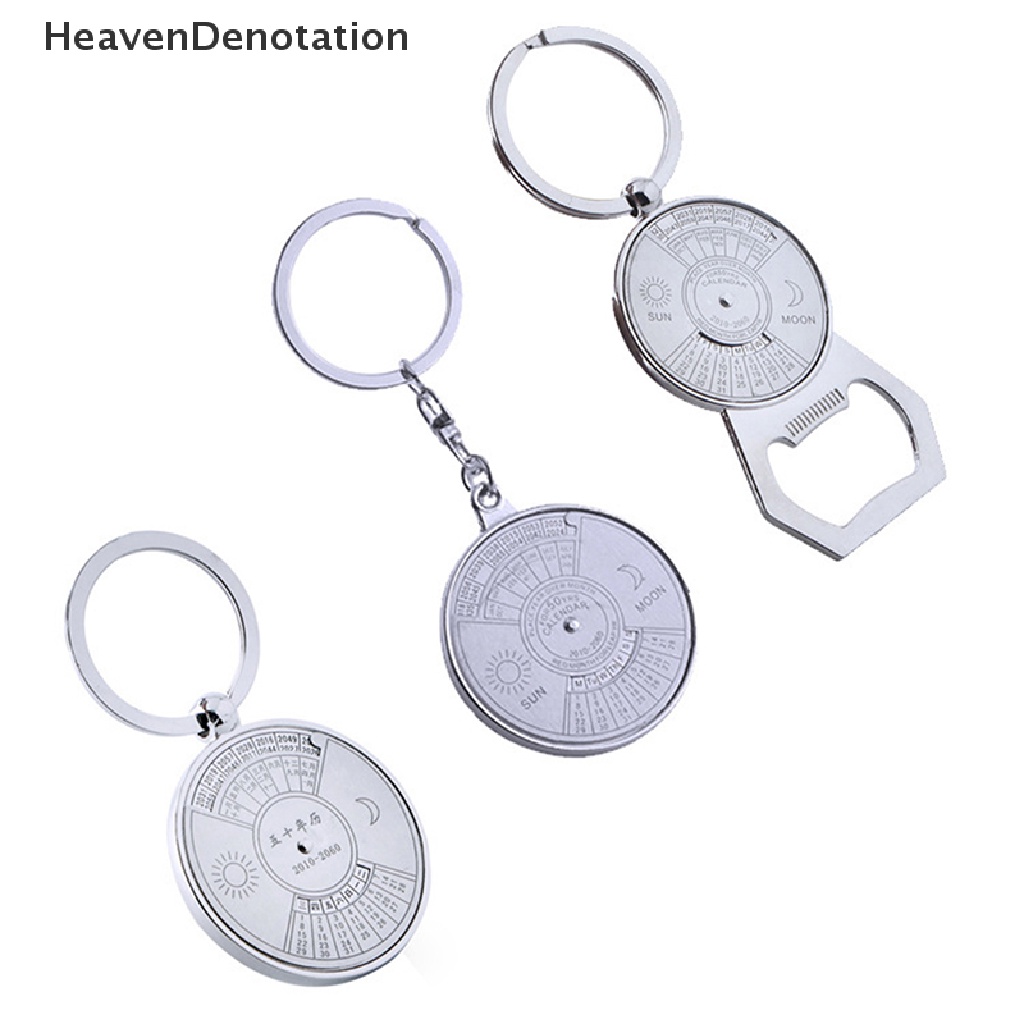 [HeavenDenotation] 50tahun Kalender Abadi Keyring Keychain Logam Peringatan Kerajinan Tangan Zinc Alloy Key Chain Ring Tools Dekorasi HDV