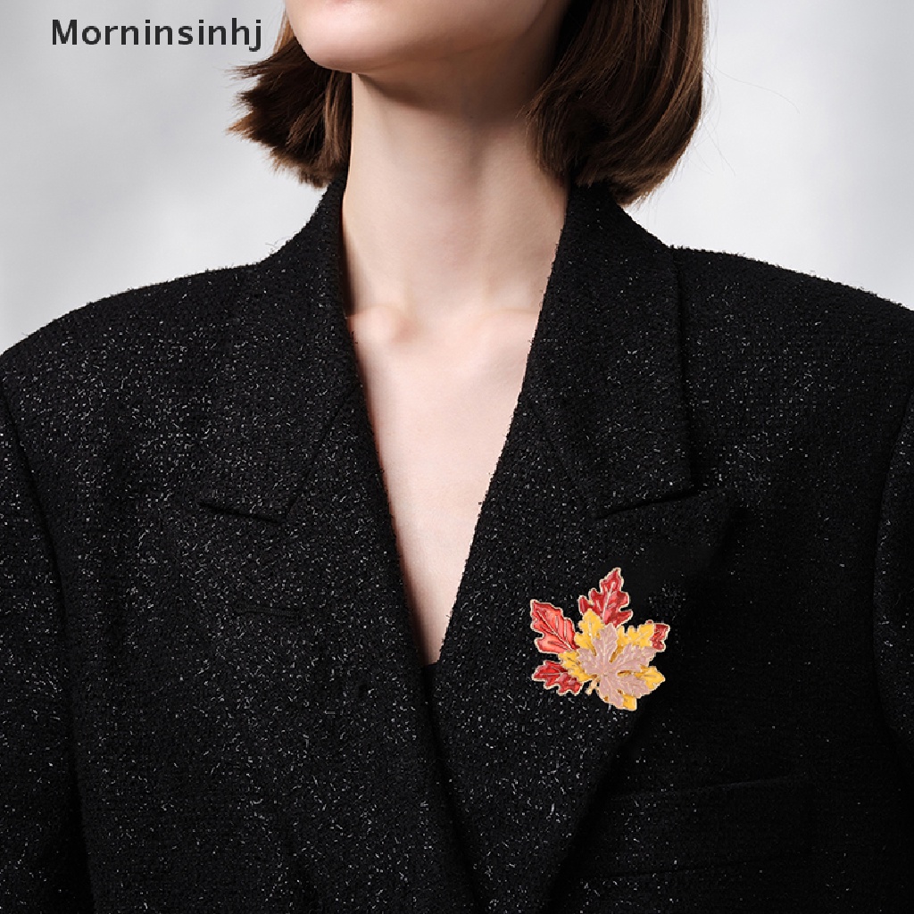 Mornin Vintage Bros Daun Maple Bros Untuk Wanita Alloy Enamel Lapel Brooch Pin Sweater Mantel Aksesoris Pakaian Perhiasan Hadiah id