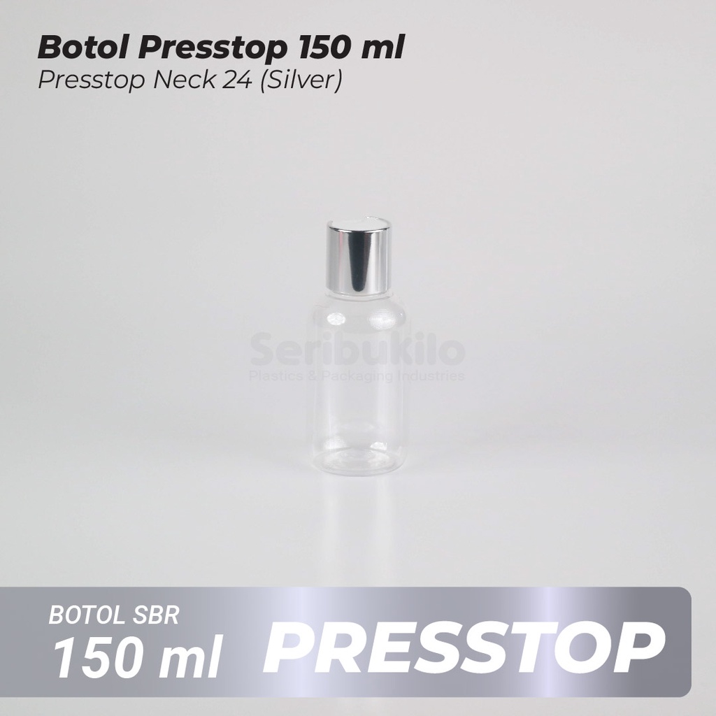 Botol Presstop SBR 150ml/ Botol PET 150ml Presstop/ Disctop Silver - Soft Gold - Dark Gold